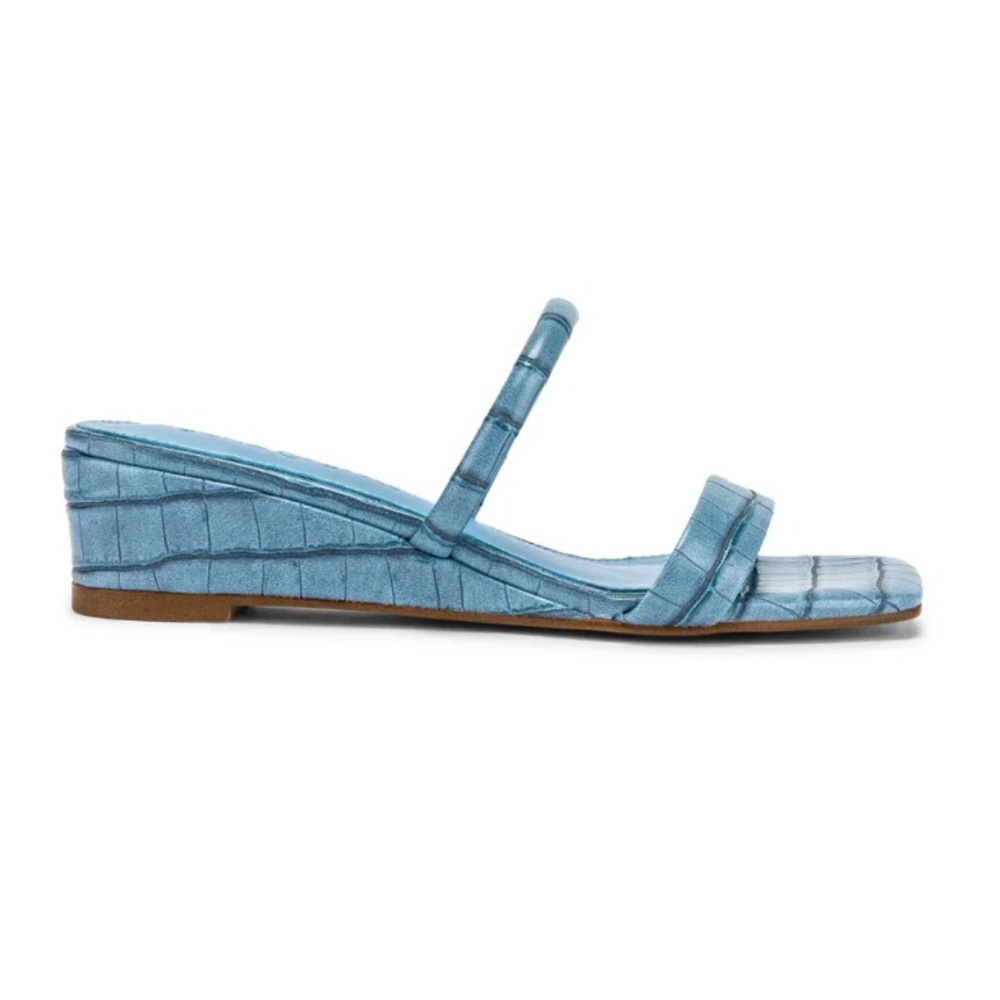 Song of Style Revolve Fia Blue Croc Wedge Sandals 8.5